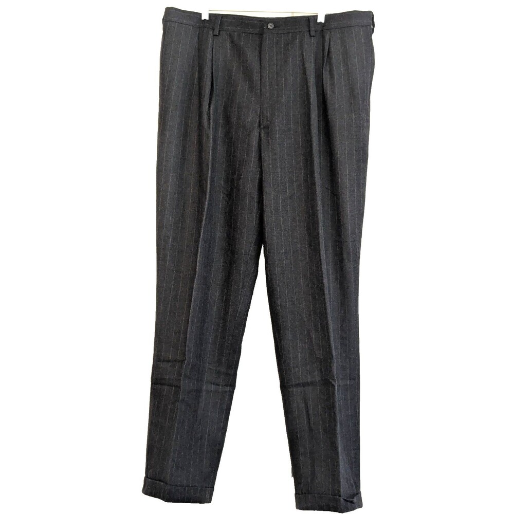 Vintage AKA Eddie Bauer Men's 100% Wool Dress Pants 42 Tall Pleated Cuffed USA